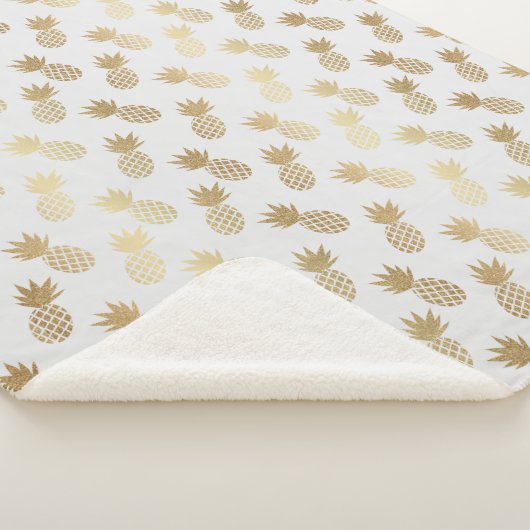 Gold Pineapple Pattern Sherpa Deken (3/4)