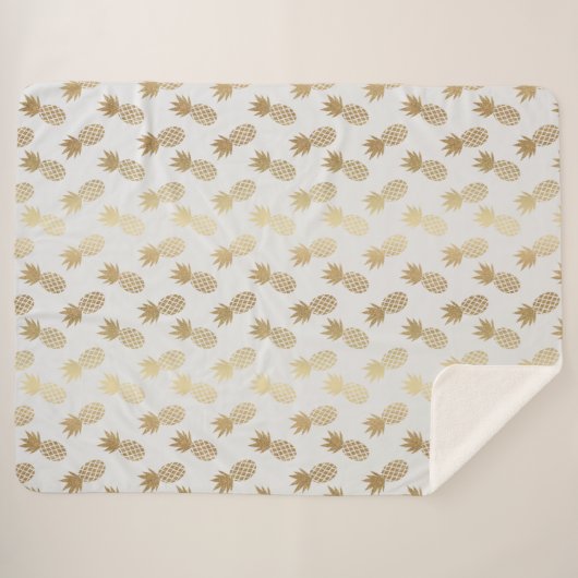 Gold Pineapple Pattern Sherpa Deken (Voorkant (horizontaal))
