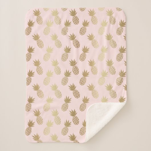 Gold Pineapple Pattern Sherpa Deken (Voorkant)