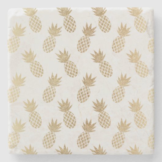 Gold Pineapple Pattern Stenen Onderzetter (Voorkant)