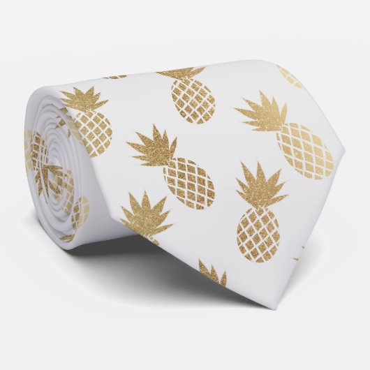 Gold Pineapple Pattern Stropdas (Opgerold)