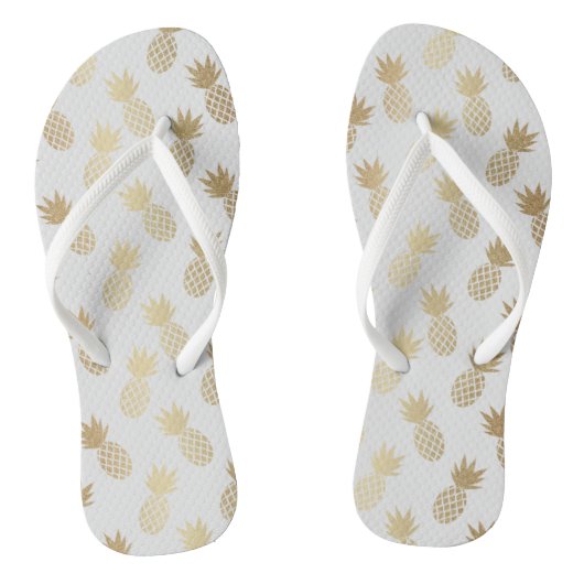 Gold Pineapple Pattern Teenslippers (Voetbed)