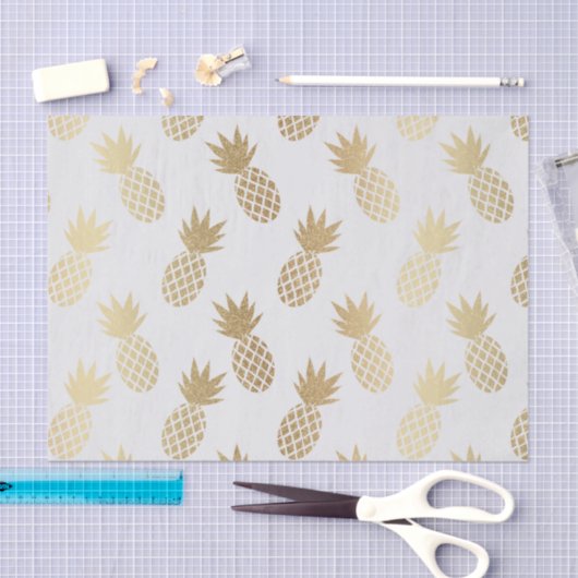 Gold Pineapple Pattern Tissuepapier (Craft)