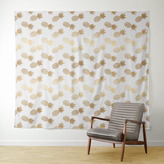 Gold Pineapple Pattern Wandkleed (In Situ (horizontaal))