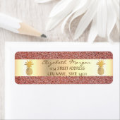 Gold Pineapple Red Marble Stone Address Label (Insitu)