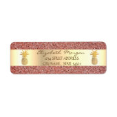 Gold Pineapple Red Marble Stone Address Label (Voorkant)