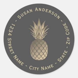 Gold Pineapple Return Address Label
