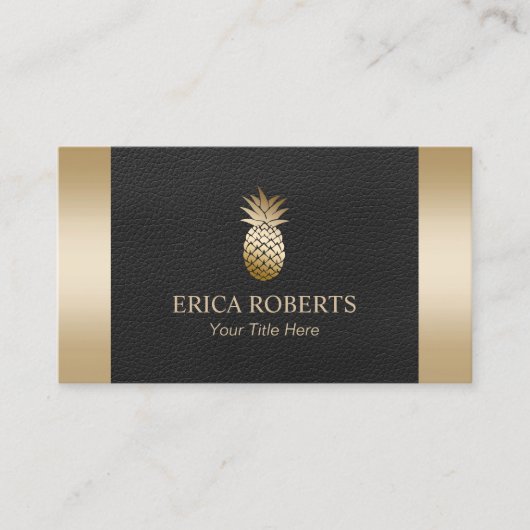 Gold Pineapple Royal Black & Gold Event Planning Visitekaartje (Voorkant)
