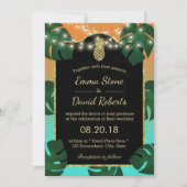 Gold Pineapple String Lights Tropical Wedding Kaart (Voorkant)