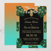 Gold Pineapple String Lights Tropical Wedding Kaart (Voorkant / Achterkant)