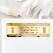 Gold Pineapple Trendy Marble Stone Address Label (Insitu)