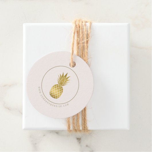 Gold Pineapple Tropical Logo Round Business Label (In situ)