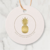 Gold Pineapple Tropical Logo Round Business Label (Voorkant)