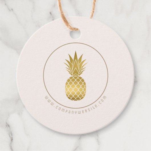Gold Pineapple Tropical Logo Round Business Label (Voorkant)