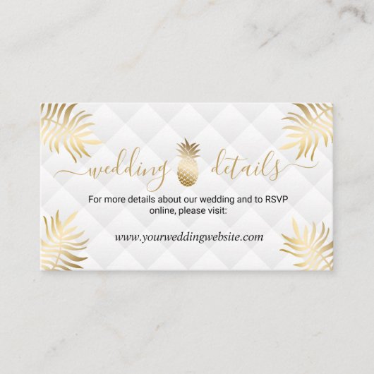 Gold Pineapple Wedding Details Website Informatiekaartje (Voorkant)