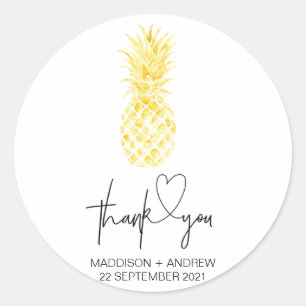 Gold Pineapple Wedding Verloving Hartelijk dank Ronde Sticker