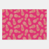 Gold Pineapples op Hot Pink Inpakpapier Vel (Voorkant 2)