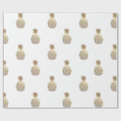 Gold Pineapples Pattern Wrapping Paper White Cadeaupapier (Vlak)