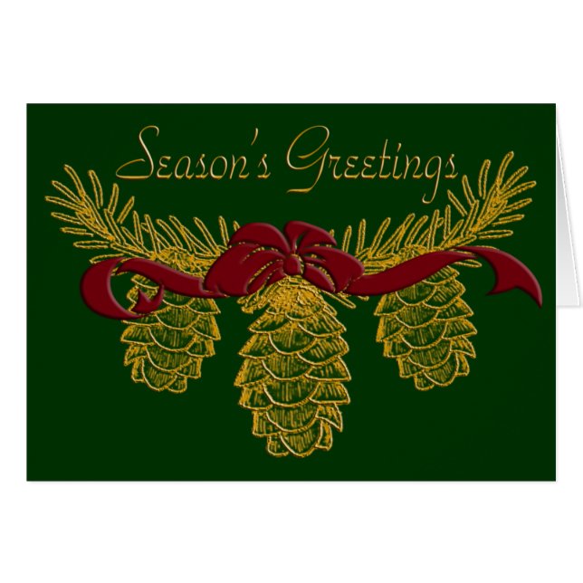  Gold Pinecone Wenskaart Sjabloon (Voorkant Horizontaal)