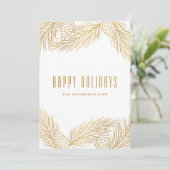 Gold Pinecones en Pine Needles Holiday Feestdagenkaart (Staand voorkant)