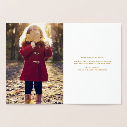 Gold Pinecones en Pine Needles Holiday Folie Kaarten (Binnen)