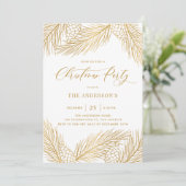 Gold Pinecones en Pine Needles Holiday Party Kaart (Staand voorkant)