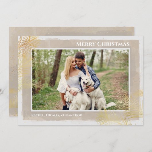 Gold Pines-kerstfoto Feestdagenkaart (Voorkant / Achterkant)