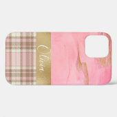 Gold Pink Abstract Waterverf Naam Case-Mate iPhone Case (Achterkant (horizontaal))