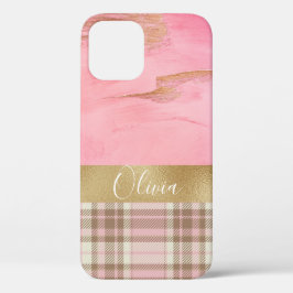Gold Pink Abstract Waterverf Naam Case-Mate iPhone Case
