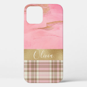 Gold Pink Abstract Waterverf Naam Case-Mate iPhone Case
