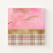 Gold Pink Abstract Waterverf Naam Notitieboek (Achterkant)