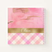 Gold Pink Abstract Waterverf Script Name Notitieboek (Achterkant)