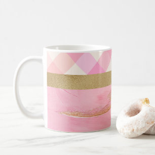 Gold Pink Abstracte Waterverf Elegant Moderne Koffiemok