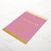 Gold Pink Baptism Folie Uitnodiging (Gedraaid)