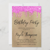Gold Pink Birthday Party Invitation Kaart (Voorkant)