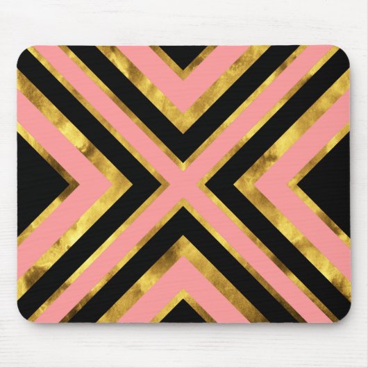 Gold Pink Black Geometric Muismat (Voorkant)