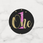 Gold Pink Black Glitter Floral 1 1 september Confetti (Kleine voorkant)