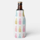 Gold Pink & Blue Tropical Pineappel Pattern Flesjeskoeler (Fles Voorkant)