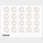 Gold Pink Blush Floral Names Waterverf Weddenschap Ronde Sticker (Vel)