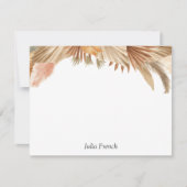 Gold Pink Boho Pampas Grass Flat Note Kaart Notitiekaartje (Voorkant)