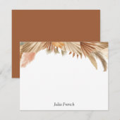 Gold Pink Boho Pampas Grass Flat Note Kaart Notitiekaartje (Voorkant / Achterkant)
