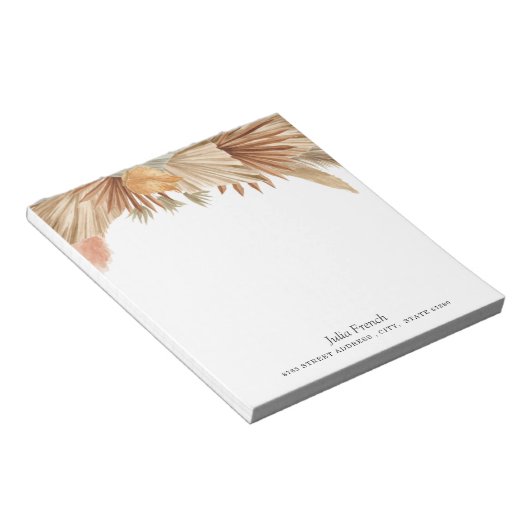 Gold Pink Boho Pampas Grass Notitieblok (Schuin)