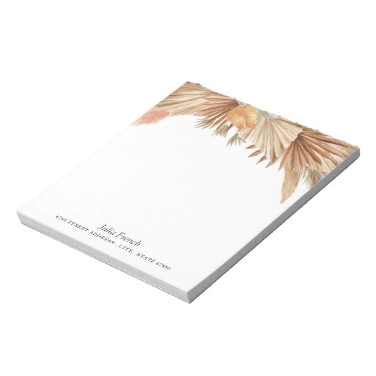 Gold Pink Boho Pampas Grass Notitieblok (Linkerzijde)