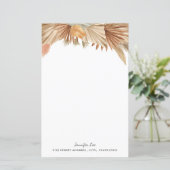 Gold Pink Boho Pampas Grass Papier (Staand voorkant)