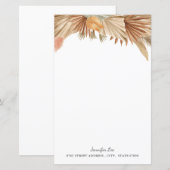 Gold Pink Boho Pampas Grass Papier (Voorkant / Achterkant)
