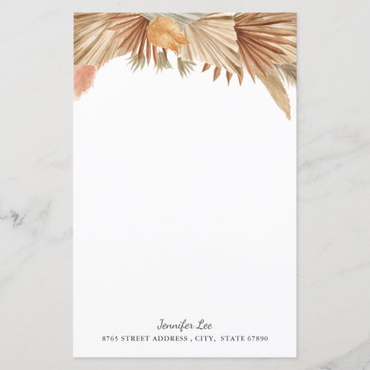 Gold Pink Boho Pampas Grass Papier (Voorkant)
