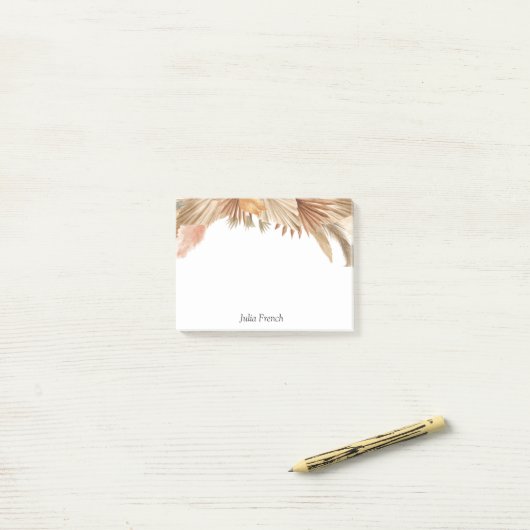 Gold Pink Boho Pampas Grass Post-it® notes (Op bureau)