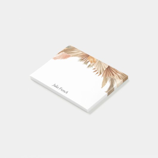 Gold Pink Boho Pampas Grass Post-it® notes (Schuin)