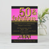 Gold Pink Butterfly 50 en Fabulous 50th Birthday Kaart (Staand voorkant)