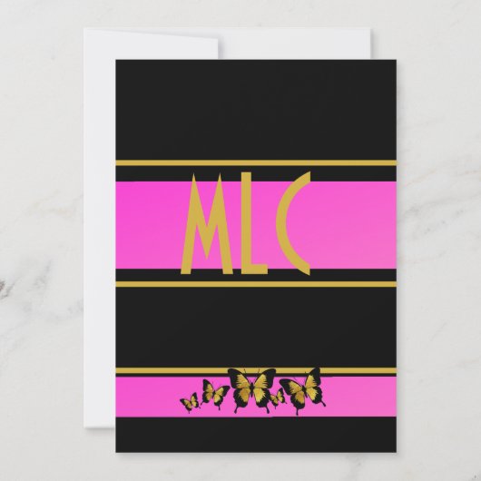 Gold Pink Butterfly 50 en Fabulous 50th Birthday Kaart (Achterkant)